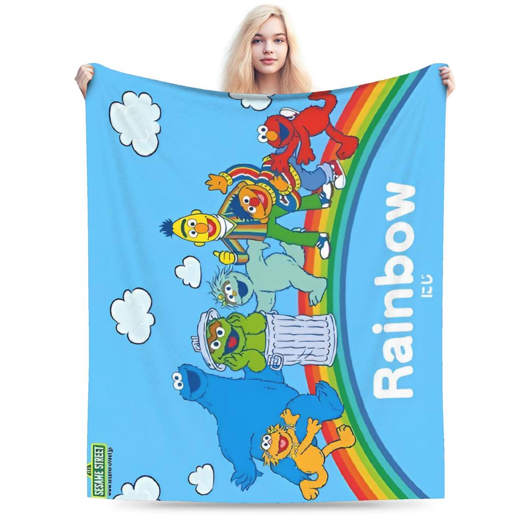 Sesame Street Cartoon Blanket Elmo Lovely Flannel Funny Breathable Throw Blankets for Bedding Lounge Textile Decor