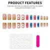 24pcs Flower Square Press On Nails Floral Pattern Removable Press On Nails for Stage Performance Wear