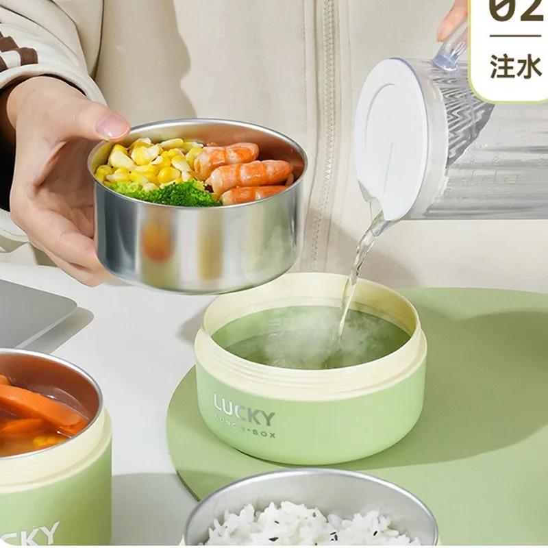 Портативный герметичный термоконтейнер для обеда для детей, складной, для микроволновой печи, из нержавеющей стали 304, изолированный пищевой контейнер
