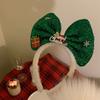 Non-slip Bowknot Hair Hoop Plush Christmas Headband Trendy Christmas Hairband  Ladies
