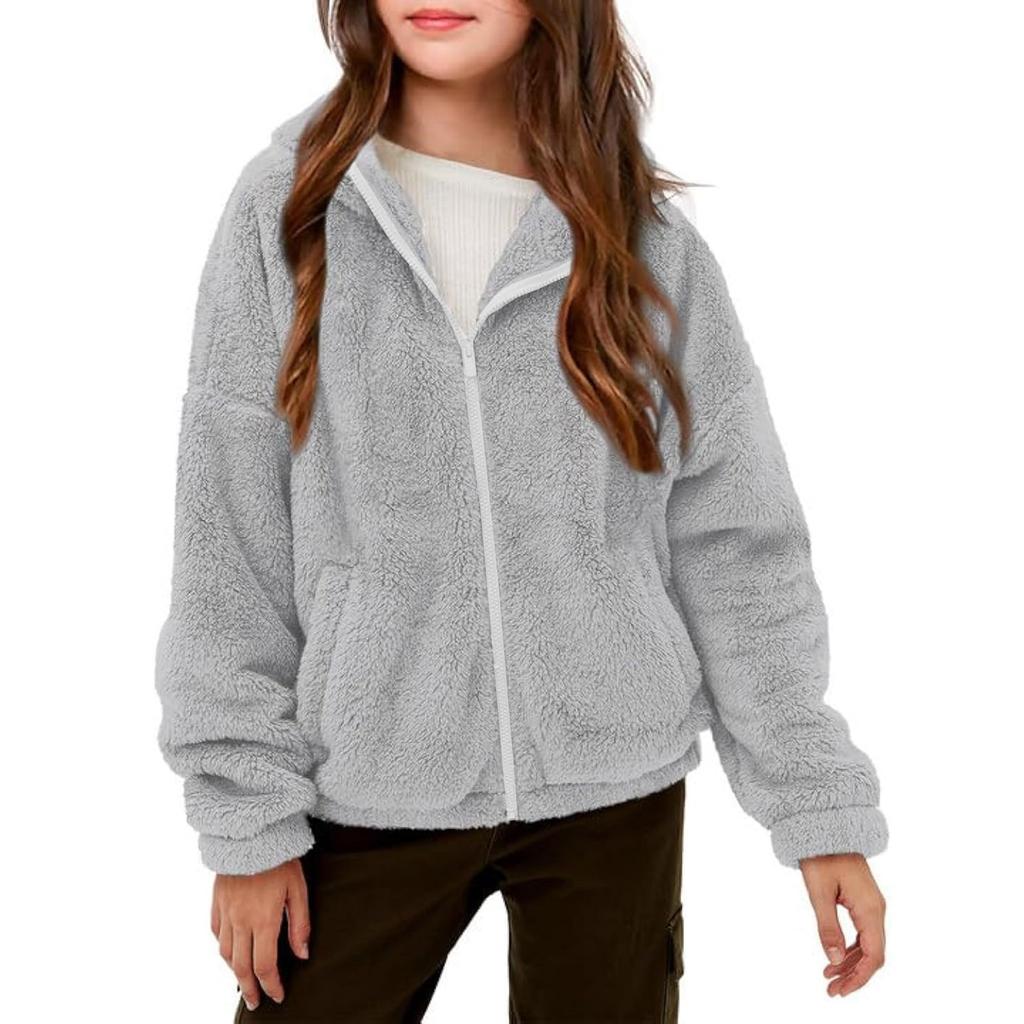 Kids' Fashion Fleece-Lined Thickened Hooded Oversized Sweatshirt Warm Casual Jacket For Fall/Winter
