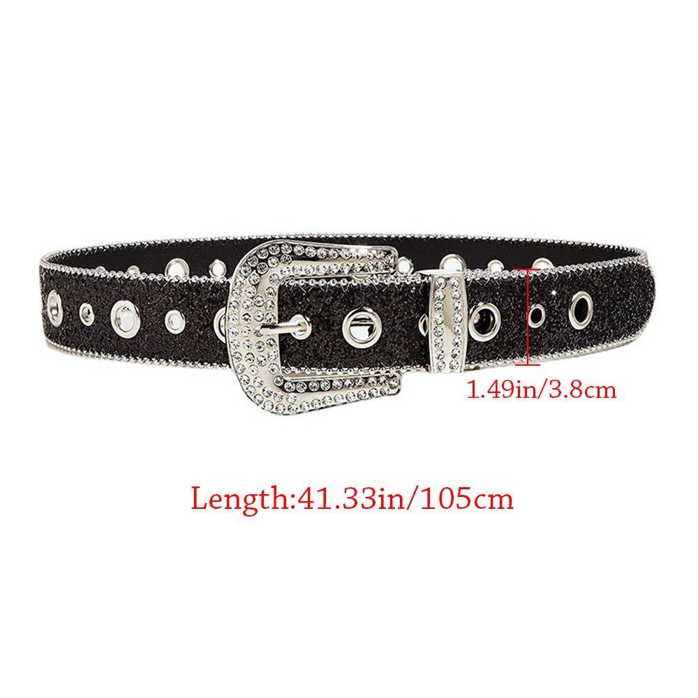 Cowgirl Studded Adjustable PU Leather Waistband Rhinestone Belt Bling Crystal
