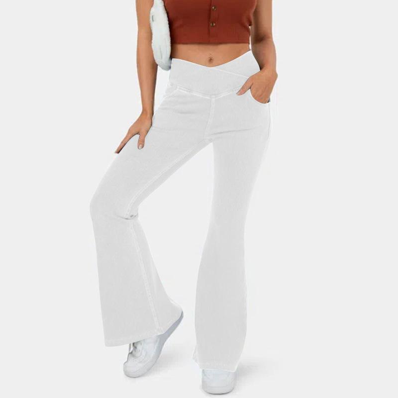 2024 Women's Plus Size Flare Yoga Pants - High Elastic Denim with Antibacterial Fabric