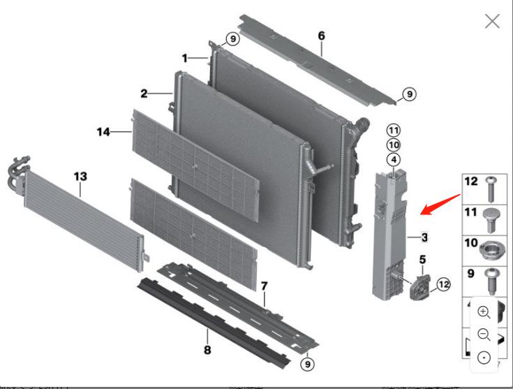 17119487032/17119487033: Совместимая опора радиатора BMW 3 серии F30LCI