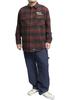 GENUINE DICKIES Men's Check Shirt, Plus Size, Logo Embroidery, Long Sleeve, Work Shirt, Size 5L, Red (01)