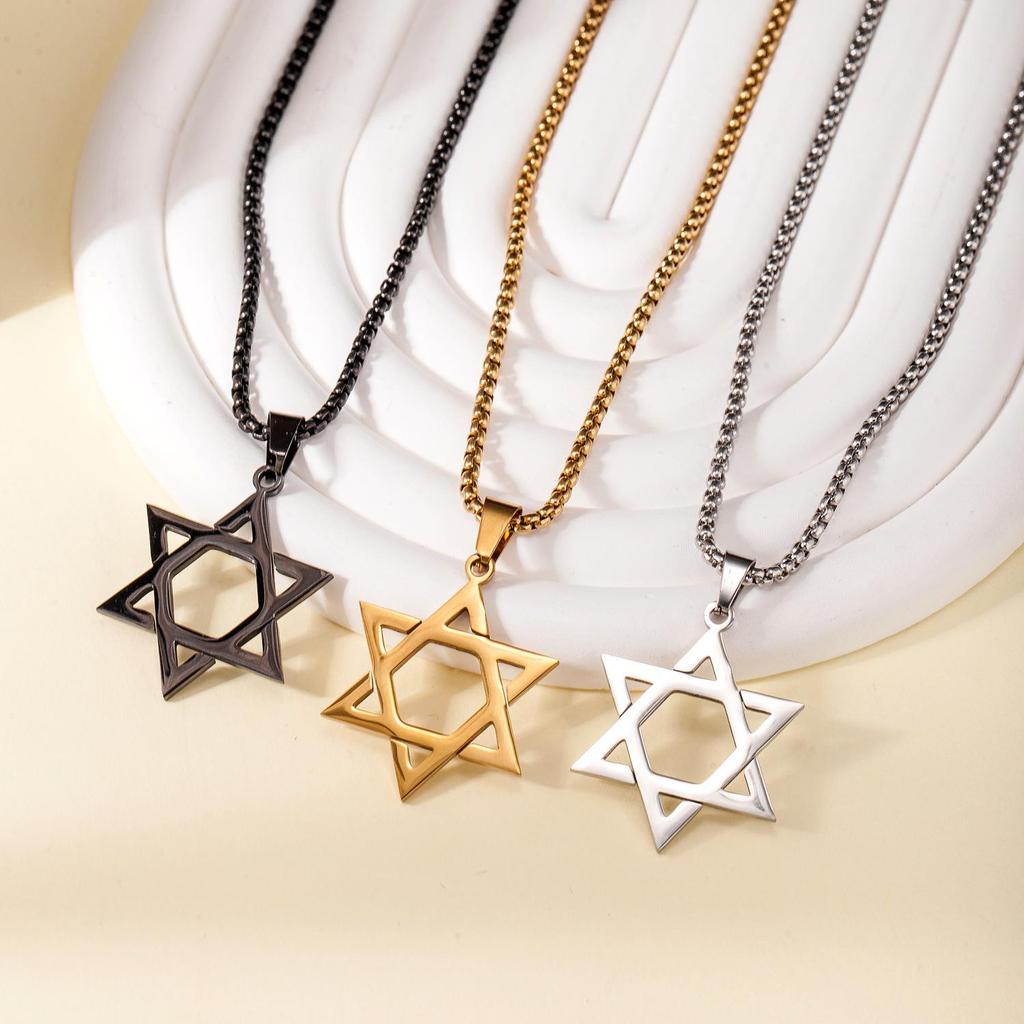 Модное ожерелье из титановой стали: Унисекс Подвеска из нержавеющей стали в виде полой звезды, Длинная цепочка
