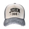 Christian John 14 6 14:6 Bible Outfits Unisex Women Baseball Cap Catholic Distressed Washed Dad Hat Vintage Running Golf Sun Cap