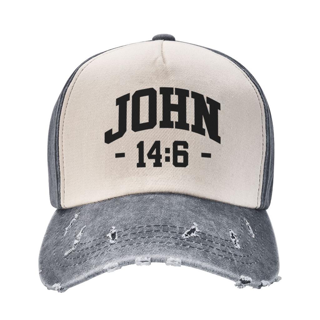 Christian John 14 6 14:6 Bible Outfits Unisex Women Baseball Cap Catholic Distressed Washed Dad Hat Vintage Running Golf Sun Cap