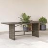 VidaXL Garden Table with Gray Glass Top and Woven Resin, Outdoor Table, Garden Dining Table, Furniture 365604