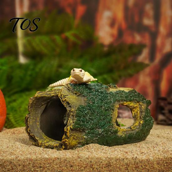 Aquarium Cave for Shrimp Rotten Tree Reptile Hideout, Hole Fish Breeding Tank Supplies Hide Cave, Gecko Shelter Terrarium Decoration Hiding