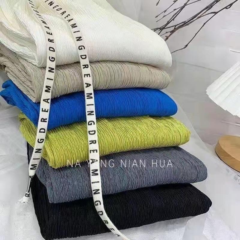 Qianqianye Pattern Wide-leg Pants Women's Summer New Pleated Drape Loose Straight-leg Pants Children's Fashion Versatile Casual Pants