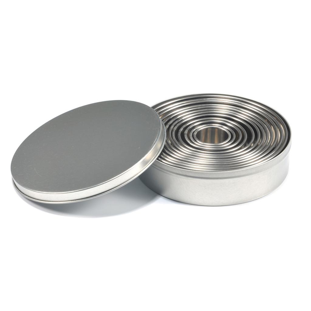 12 Pcs Stainless Steel Round Cookie Biscuit Cutter Baking Metal Ring Molds for Dough Fondant Do