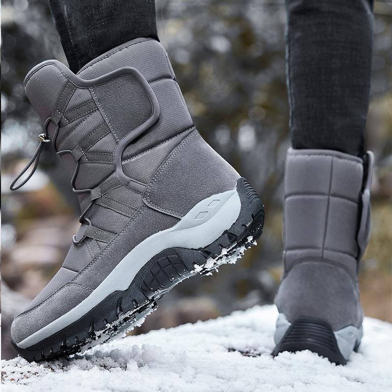 HOHO FAIR Зимняя обувь. Мужская теплая зимняя обувь с высоким берцем и пушистой толстой подошвой. Мужская зимняя спортивная обувь большого размера.