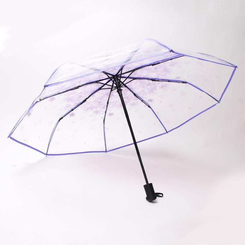 Прозрачный автоматический складной зонт Cherry Blossom для любой погоды - идеально подходит для студентов