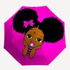 Adorable Afro Puffs with Pink Bow Rain Umbrella: Automatic Opening, Foldable Design, 8-Bone Iron Frame, Outdoor Use, Perfect Gift for Fans a