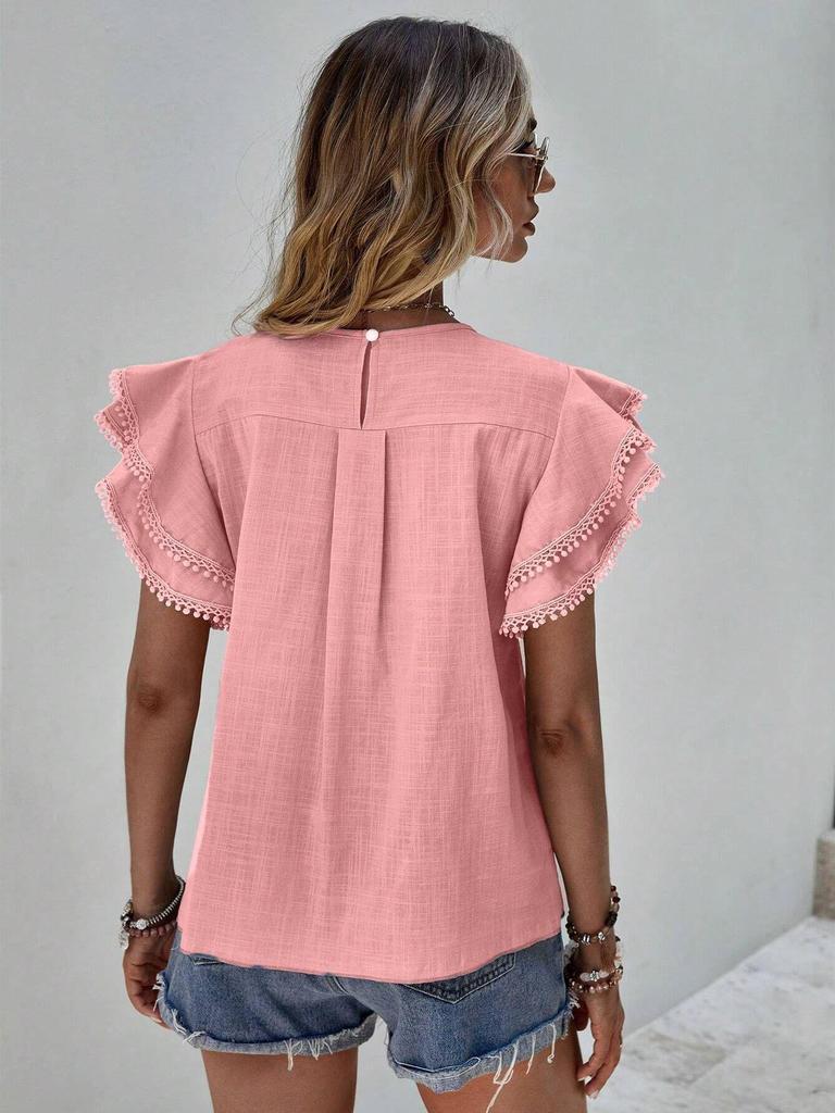 Women's Casual Summer Ruffle Batwing Sleeve Top