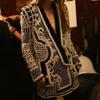 Women's Thin Blazer Office Lady Lapel Long Sleeved Coat Suit Slim Cardigan Print Jacket Casual Tops