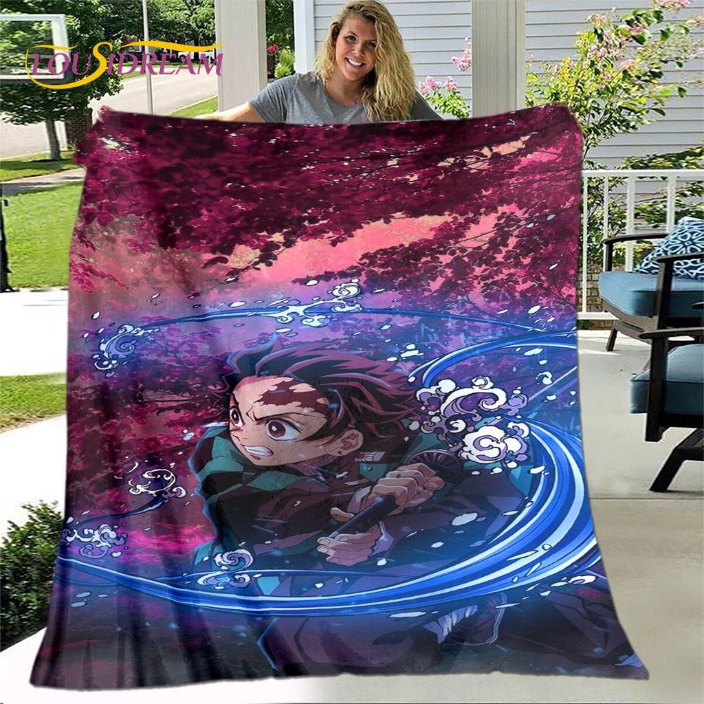 Anime Cartoon Demon Slayer Blanket,Flannel Blanket Throw Blanket,Sherpa Warm Children's Blanket for Living Room Bedroom Beds