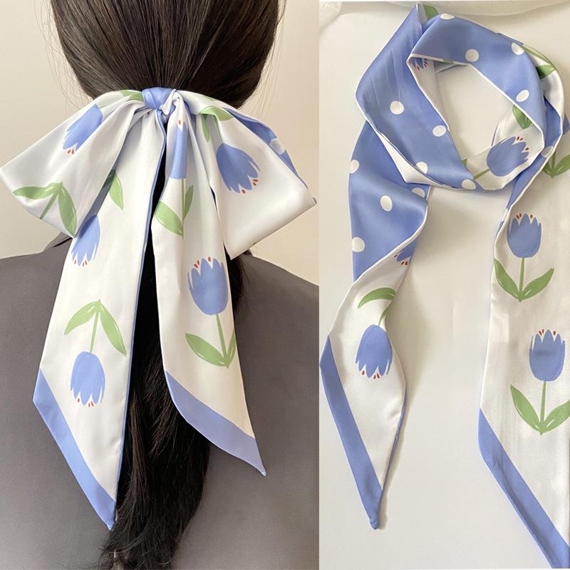 Classic French Silk Scarf: Retro Headband & Hair Ribbon for Women