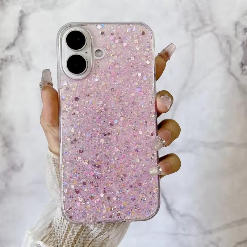 Звездный блестящий силиконовый чехол с пайетками для iPhone 16 15 14 13 12 11 Pro X XS XR Max 8 7 6 Plus SE Bumper Transparent Cover