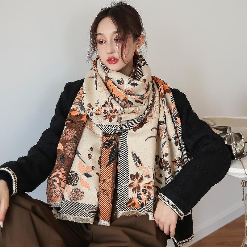 New Style Stylish Printed Air-conditioned Room Shawl Scarf Office Warm Nap Blanket Autumn and Winter Warm Scarf