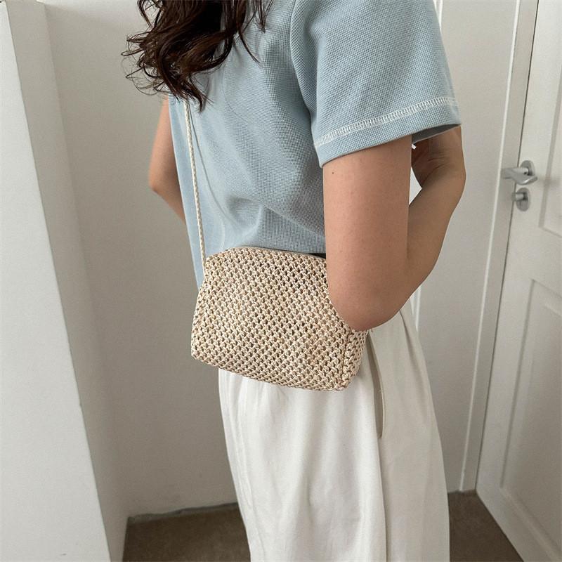Elegant Korean Hollow Out Woven Shoulder Bag For Women 2023 New Urban Chic Mini Crossbody Pu Handbag