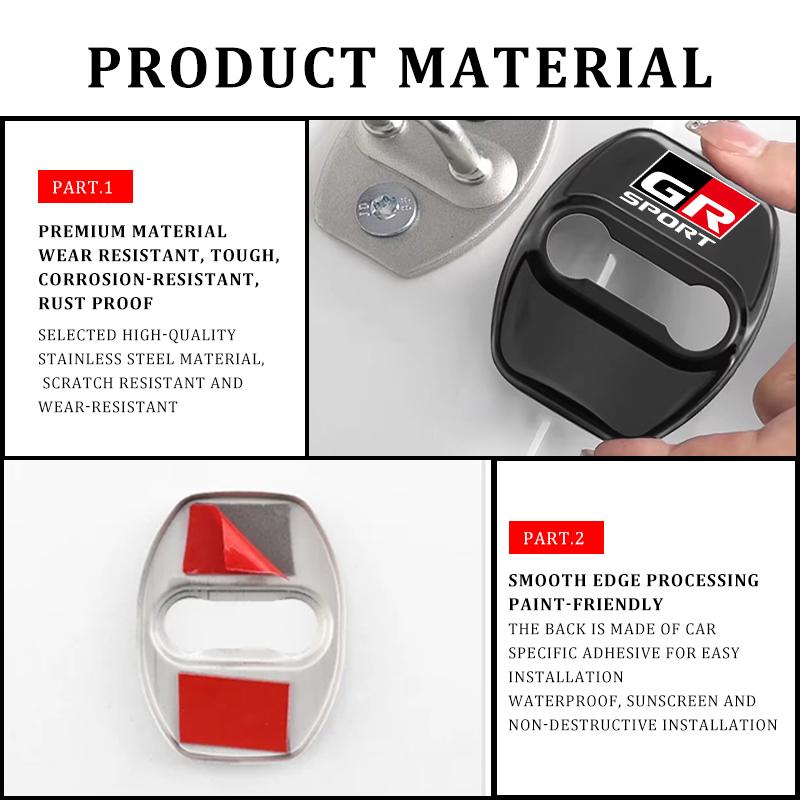 For S2 4Pcs Car Door Lock Cover Stainless Steel Protection Accessories chr Corolla Camry rav4 Yaris hilux prius avensis JH2