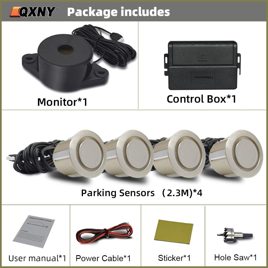 Автомобильный парктроник, радар заднего хода с 4 датчиками парковки, комплект зуммера, звуковая сигнализация, детектор, система заднего вида без дисплея, монитор