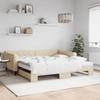 VidaXL Daybed with Trundle and Mattress Cream 100x200 Cm Fabric 3197453