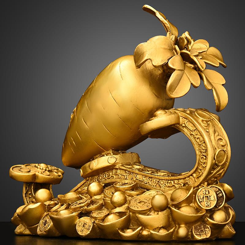 Good Luck Head Ornament Pure Copper Ruyi Money Yuanbao Auspicious Big Carrot Home Office Housewarming Gift