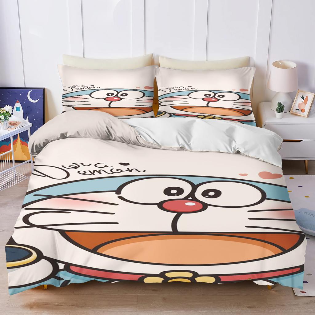 Blue Robot Cartoon Duvet Cover Home Pillowcase Set Adult Bedroom Children Comforter Bedding