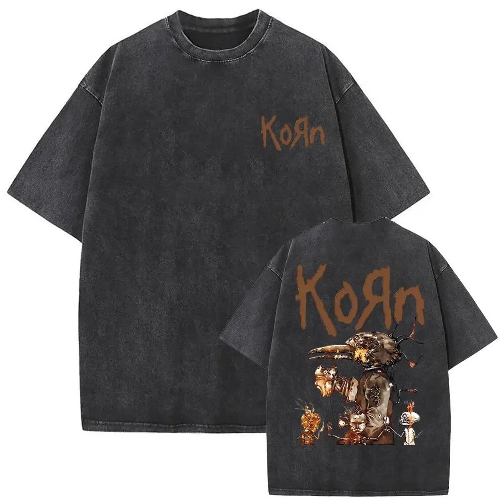 Футболка Korn Двусторонняя Темная Эмблема NuMetal Тема (Винтажный стиранный потертый готический череп крыло эстетика) Футболки