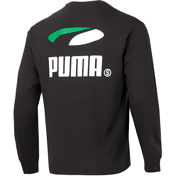 Puma Футболка свободного кроя с круглым вырезом и длинным рукавом для мужчин, цвет черный 628138-01