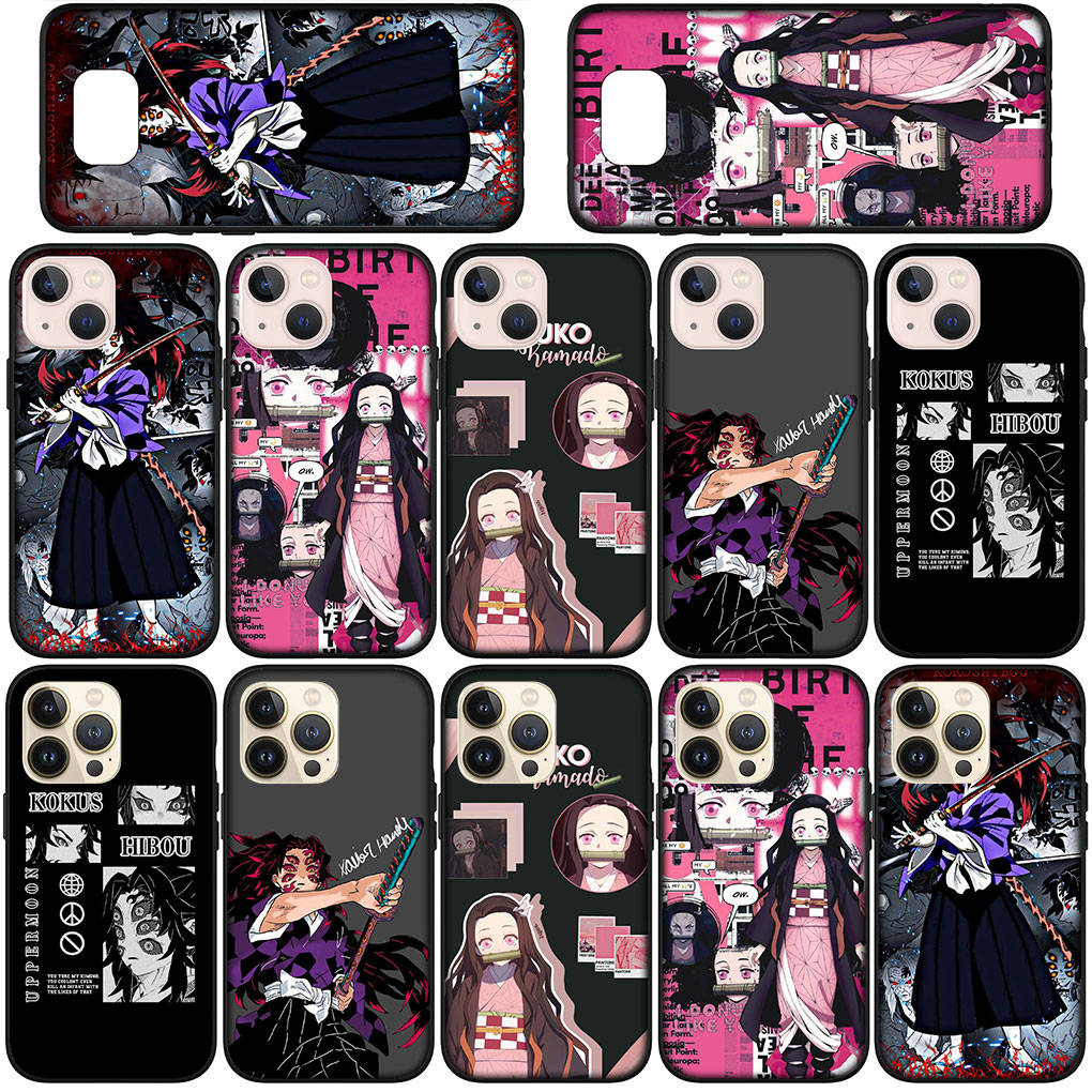 Чехол для телефона Samsung Galaxy S25 S24 S23 iPhone 16 15 Xiaomi Redmi Note 14 13 12 16E 11 Pro Max OPPO Moto Huawei Kokushibo Kamado Nezuko Demon Slayer