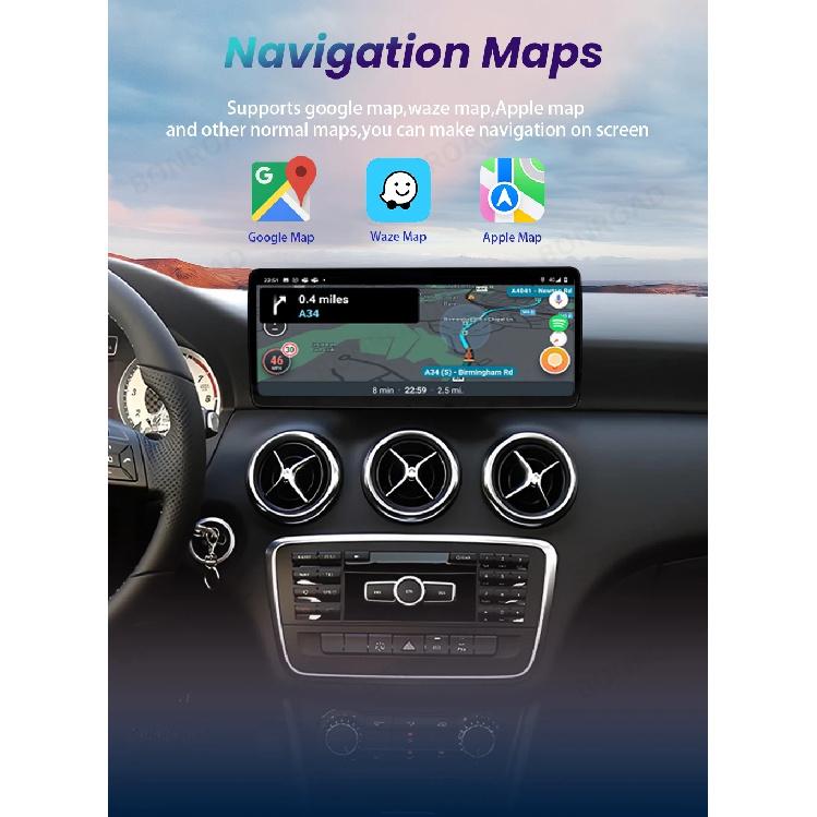BONROAD 2400*900 12.3'' Touch Screen Car Multimedia Wireless CarPlay Android Auto Radio Stereo For Mercedes Benz A Class GLA CLA