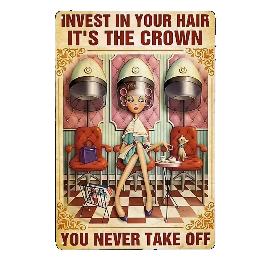 Салон 1PC Парикмахерская Жизнь Слишком Коротка, Чтобы Иметь Скучные Волосы Металлическая Вывеска Бар Кафе Настенный Декор Домашний Декор Художественный Плакат Ретро Плакат