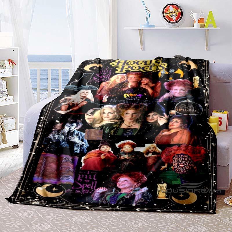 Hocus Pocus Creative Flannel Print Blanket, Super Soft and Comfortable, Perfect for Sofa Naps or Home Blankets, the Perfect Gift