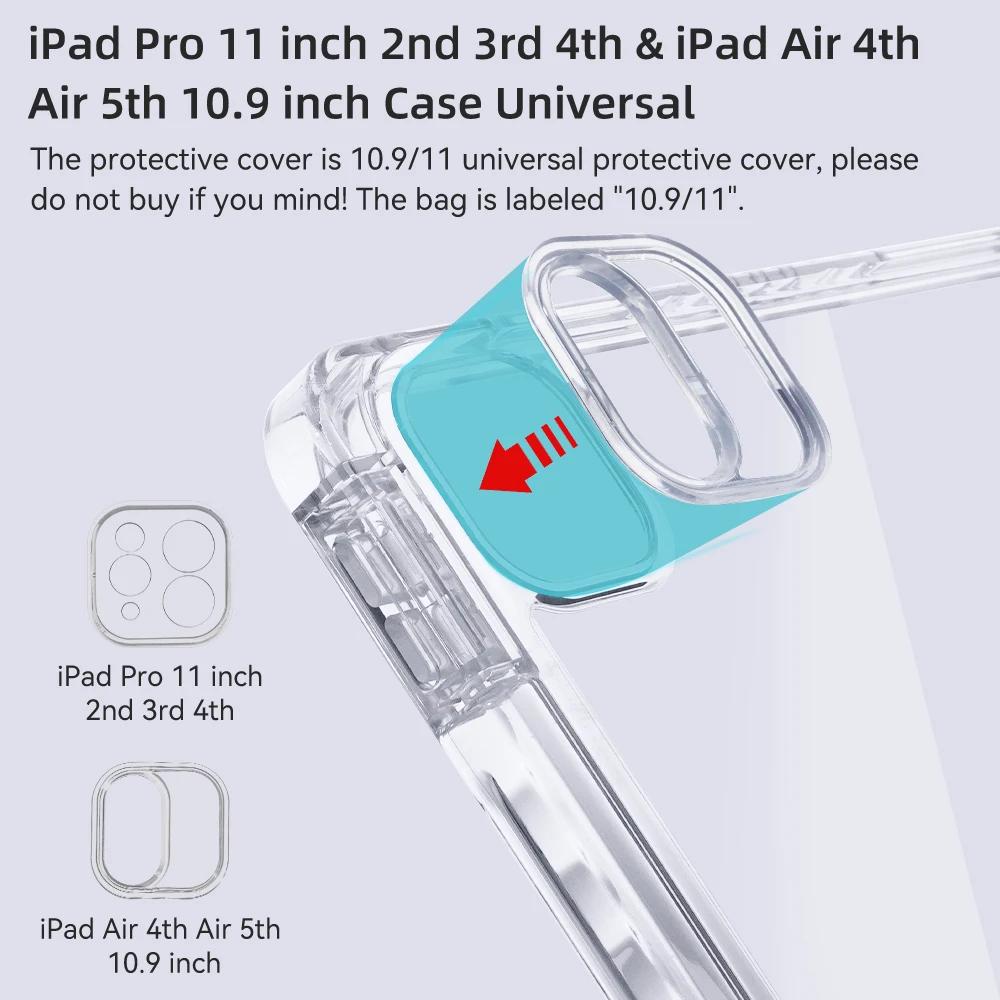 Для чехла iPad iPad Pro 13/11 M4 Air 11/13 M2 для 10-го поколения Pro 12.9/11 Air 4/5-го mini 6 Чехол Y-образная подставка Акриловый Прозрачный