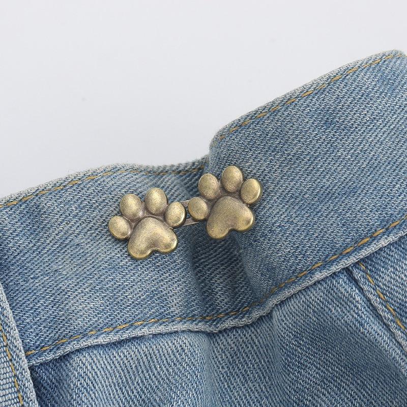 Cute Cat Claw Tighten Waist Buckle Metal Brooches Pins Clip Adjustable Snap Button Jeans Buttons Detachable Clothing Accessories