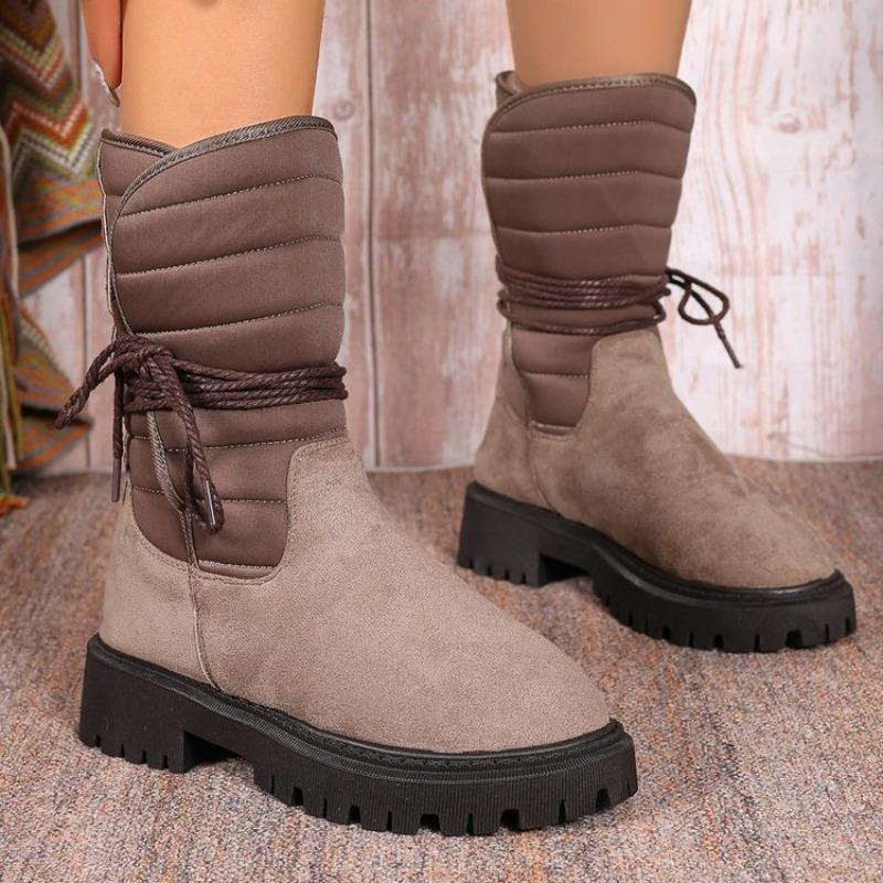Зимние новые бархатные утолщенные сноубутсы на толстой подошве, женские теплые полусапоги большого размера, хлопковые туфли, женские эму