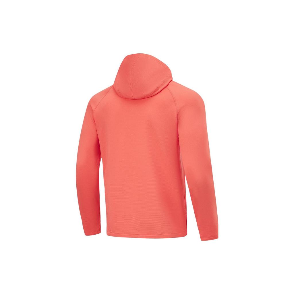 Мужские футболки Li Ning Фосфорно-красные с капюшоном, утолщенные, на флисовой подкладке, прямой крой ATLT105-3
