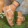 Fashion Bohemian Printed Wedge Sandals for Women Elastic Band Beaded Decor Roman Sandalias Mujer 2025 Summer Comfot Non Slip Beach Shoes