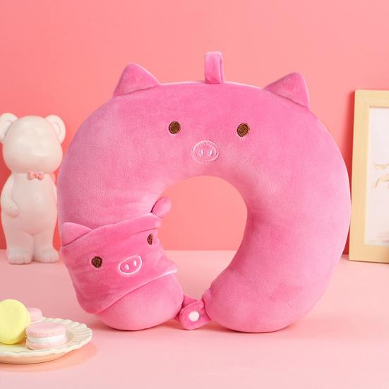 Милая U-образная подушка Портативная мультяшная подушка для шеи с животными Дорожная подушка для поддержки шеи с маской для глаз