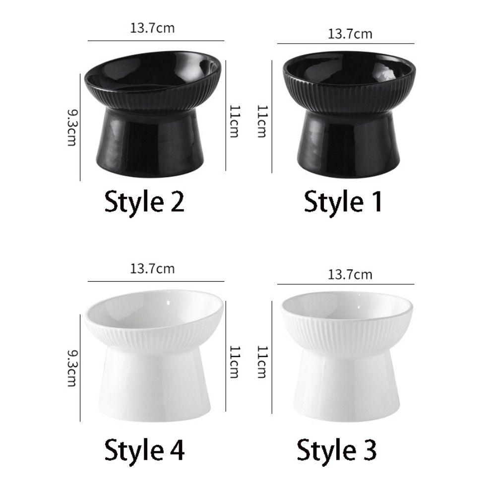 Ceramic Cat Bowl Slanted/Flat Mouth Dog Food Feeding Basin Pet High Foot Bowl Neck Protection
