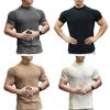 Men Fitness T-shirts Slim Fit Turtleneck Short Sleeve Undershirt Gym Fitness Tee Casual Base Layer Muscle Top for Workout Travel Office