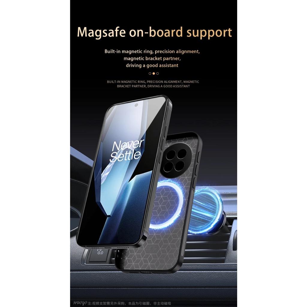 Leather Magsafe Case for OnePlus 13R Car Magnetic Holder Wireless Charge Silicone Phone Cover Oneplus13R CPH2645 CPH2691 CPH2647