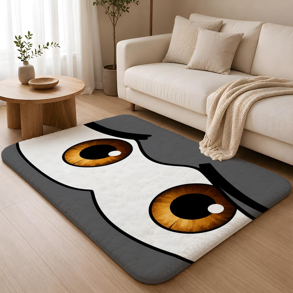 Worried Eyes Floor Mat Flannel Rug Non Slip Absorbent Soft Washable For Entryway Hallway Bathroom Kitchen Decor