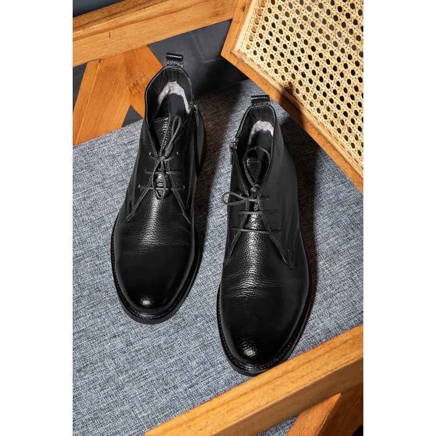 Мужские классические ботинки из натуральной кожи на резиновой подошве