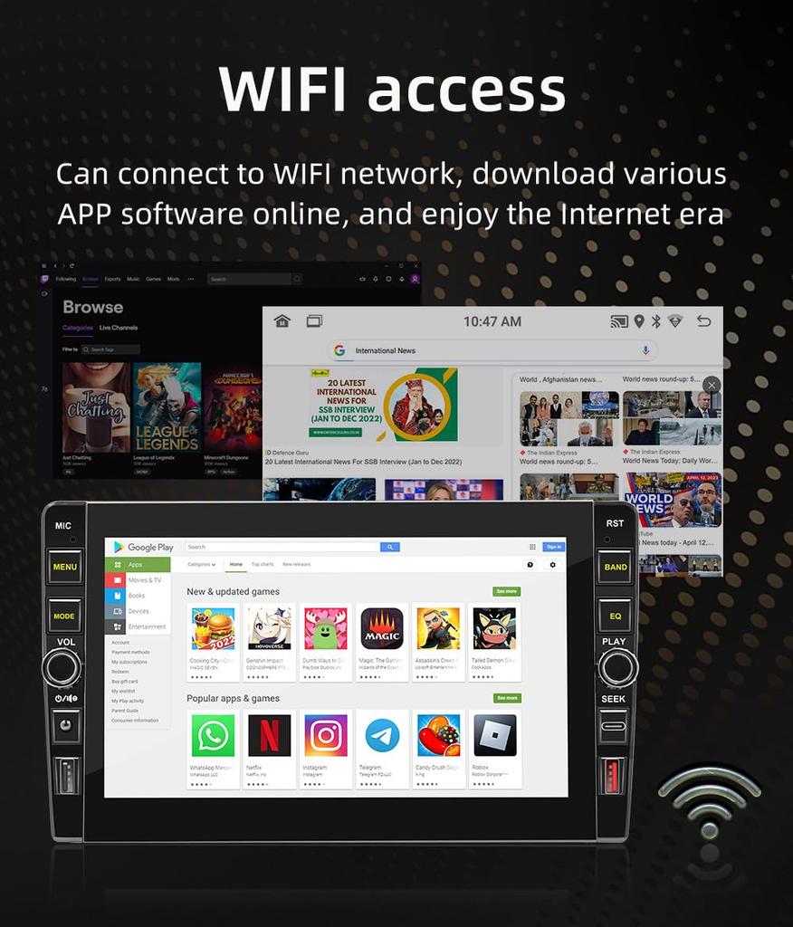 8 Inch Touch Screen Car Radio Audio Player for CarPlay Compatible with AndroidAuto 2DIN Phone Mirror Ring with Support Rear View Camera and External