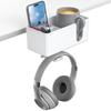 KDD 4 In 1 Desk Organizer Under Desk Headphone Hook with 2 Wire Holes Rotatable Headphone Hanger and Removable Desk Storage for and Pen — —